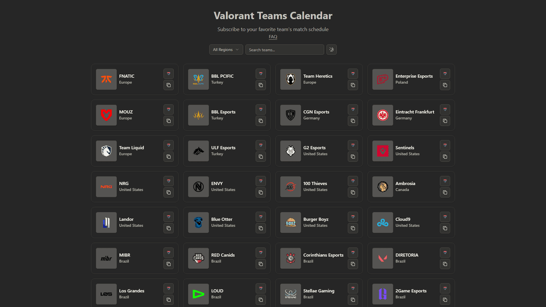 Valorant Esports Calendar